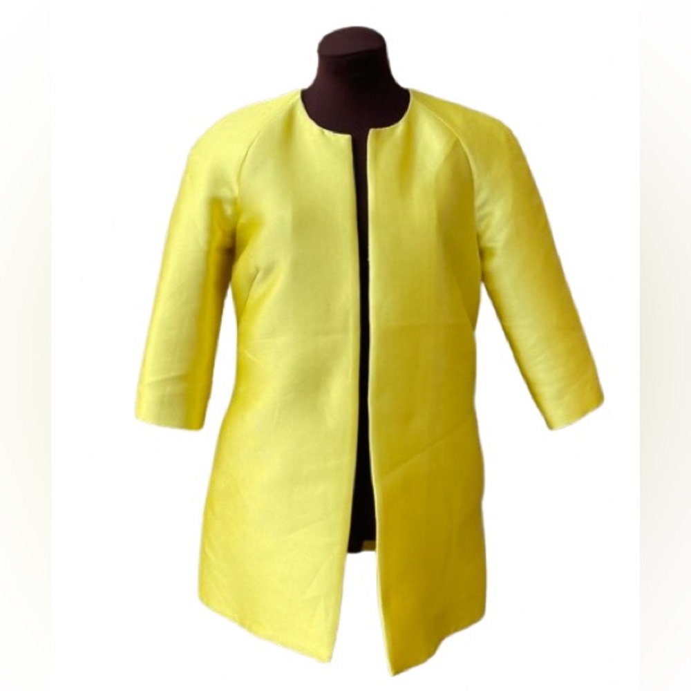 Frascara 3/4 sleeve open-front design. Yellow Women's Jacket Coat Blazer Size 4